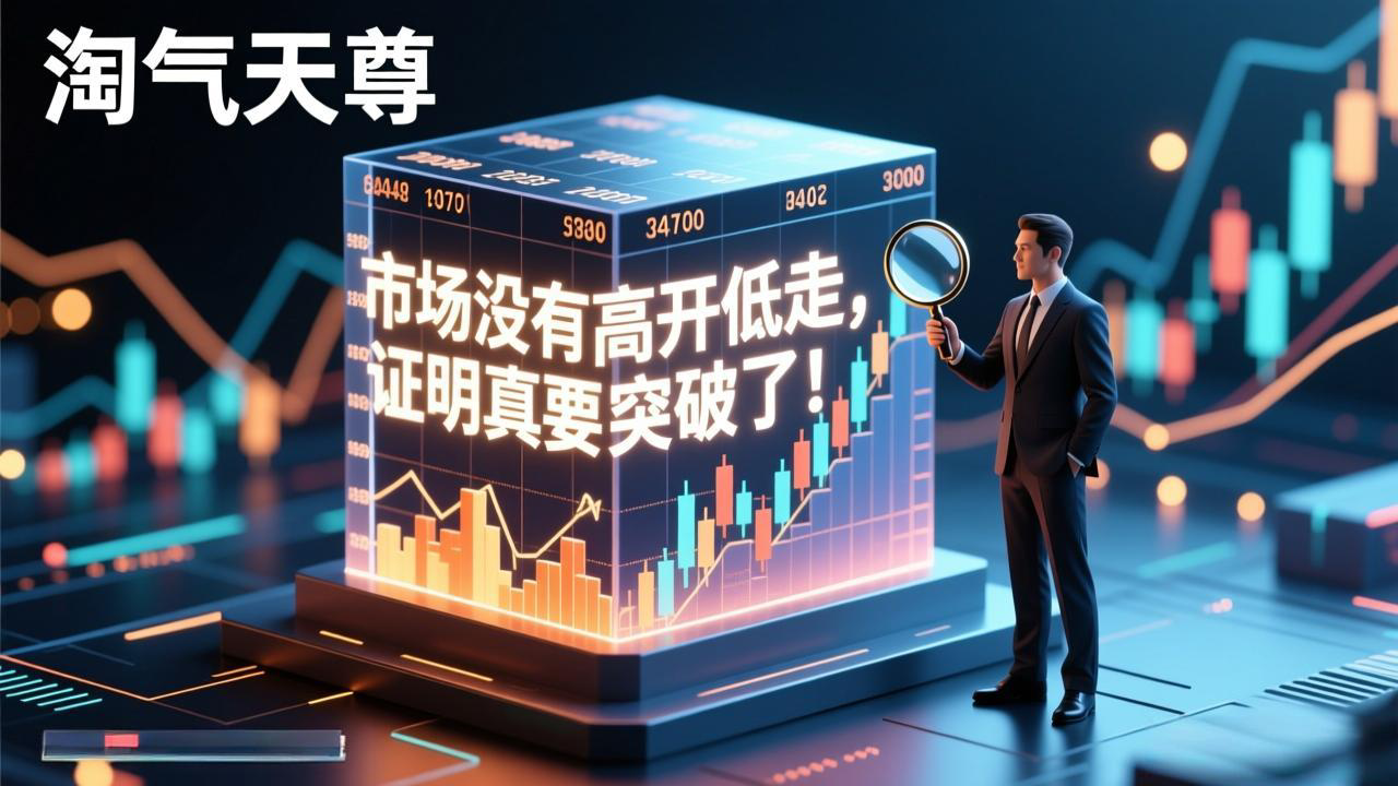 淘气天尊：市场没有高开低走，证明真要突破了！