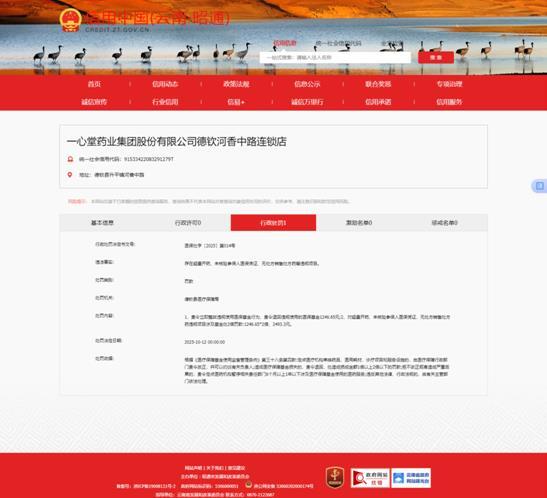 一心堂旗下药店被行政处罚  又因超量开药