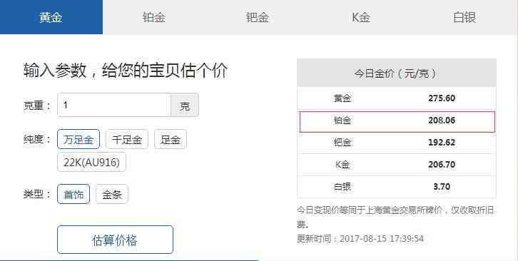 今日铂金950回收价格(铂金950今日价格)