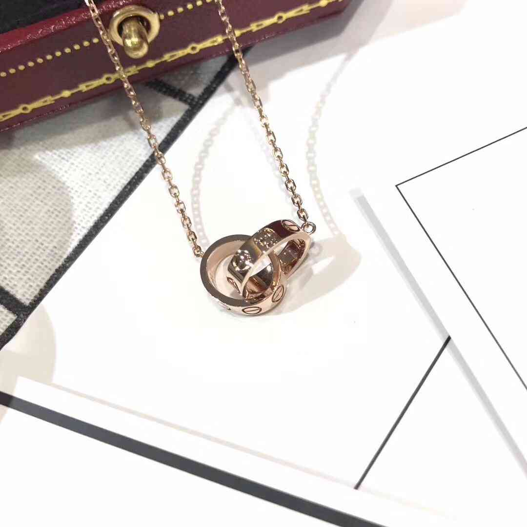 「定制款」卡地亚LOVE双环无钻项链紧紧相扣的螺丝双环