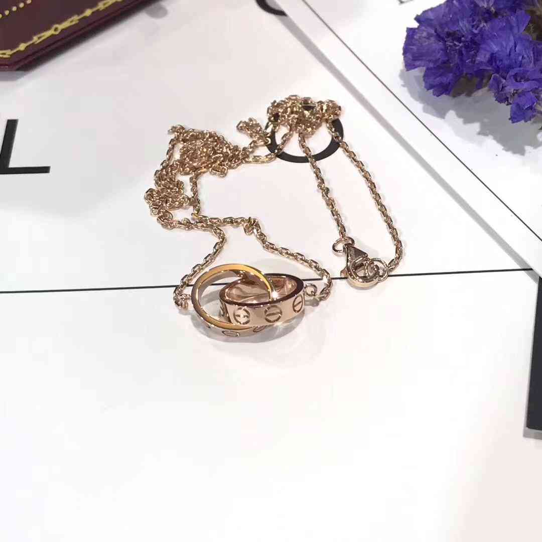 「定制款」卡地亚LOVE双环无钻项链紧紧相扣的螺丝双环