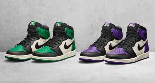 Air Jordan 1 “Court Purple(黑紫脚趾)”和 Air Jordan 1 “Pine Green(黑绿脚趾) Air Jordan 1 “Court Purple(黑紫脚趾)”和 Air Jordan 1 “Pine Green(黑绿脚趾)
