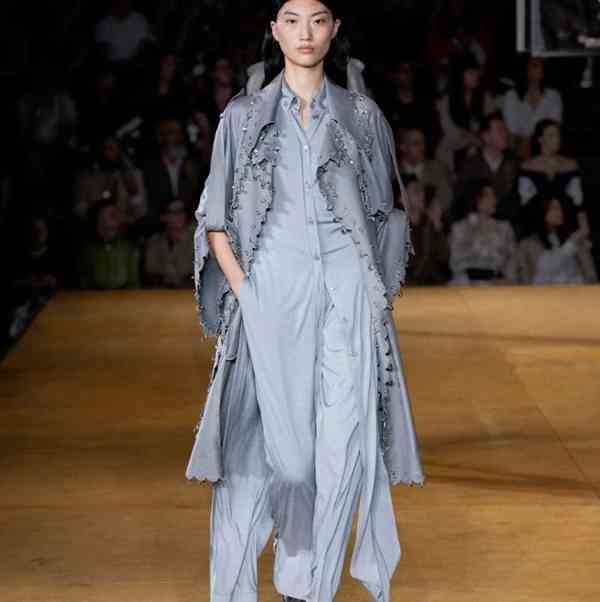 人造水晶金属环装饰羊毛重塑版 Trench 风衣