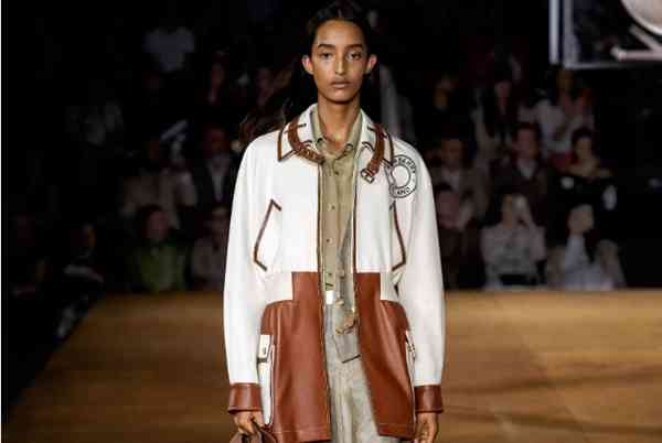 徽标图案棉质拼羔羊皮马术外套